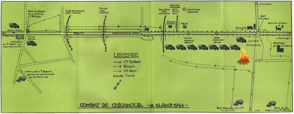 Plan des combats de Chicamour du 12 août 1944